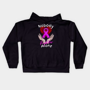 Nobody Fights Alone Breast Cancer Support Kids Hoodie